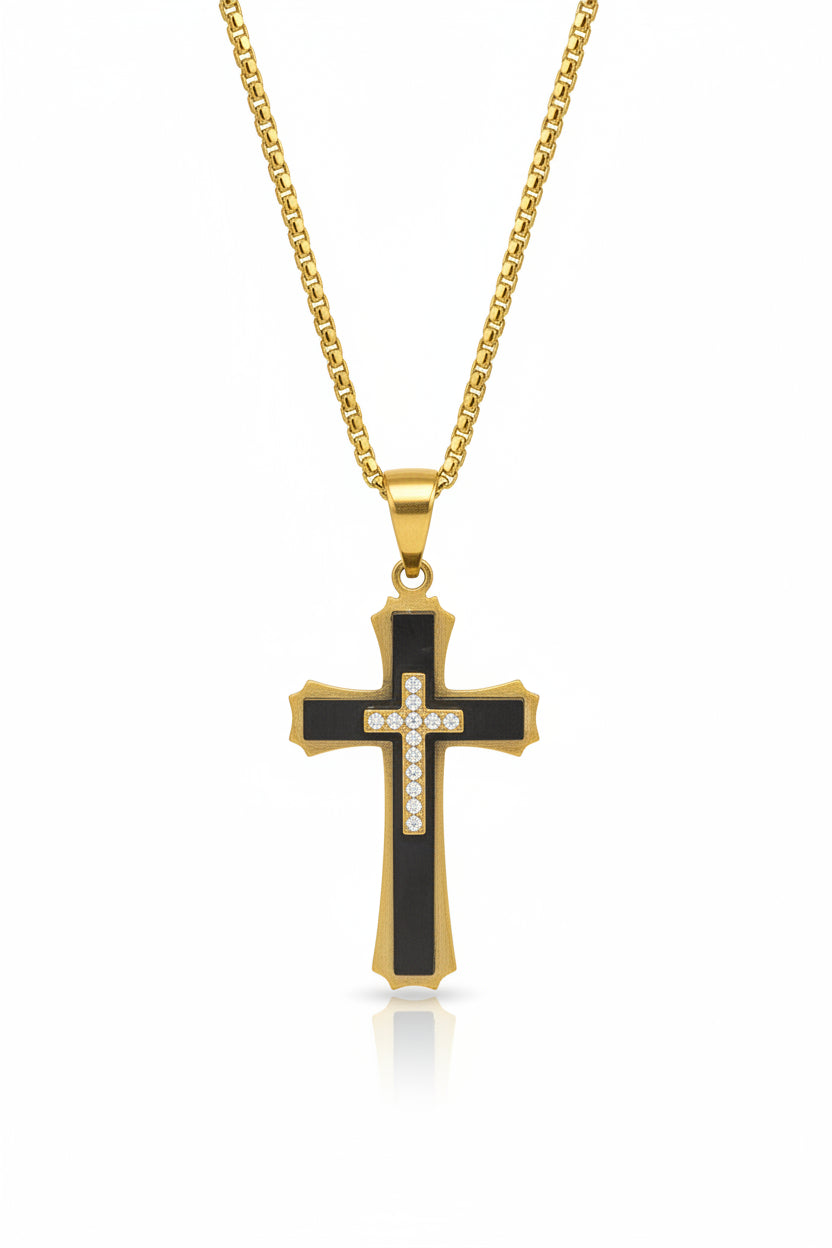 Stainless Steel Multi-Layer Cross Pendant Necklace
