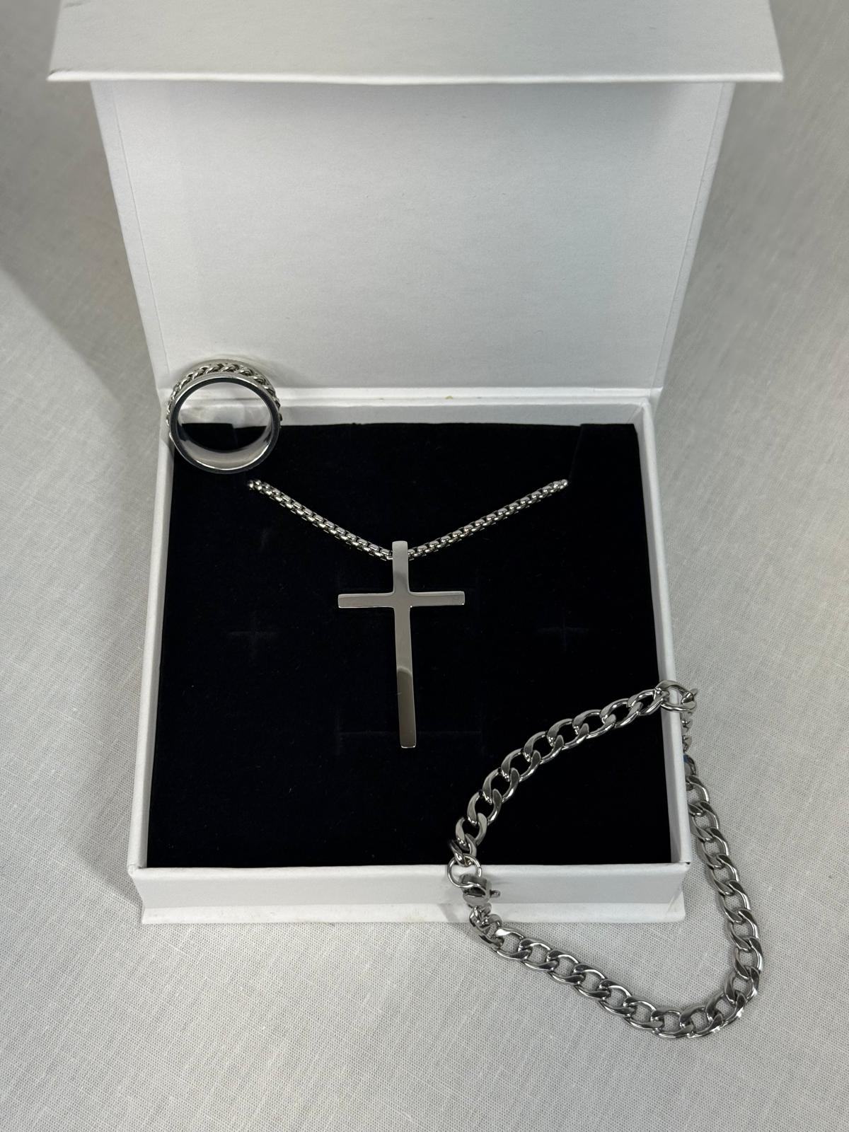 Cross Pendant Chain Set (with ring & Bracelet).