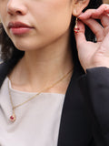 Woman's Red Cubic Heart Necklace & Earrings.