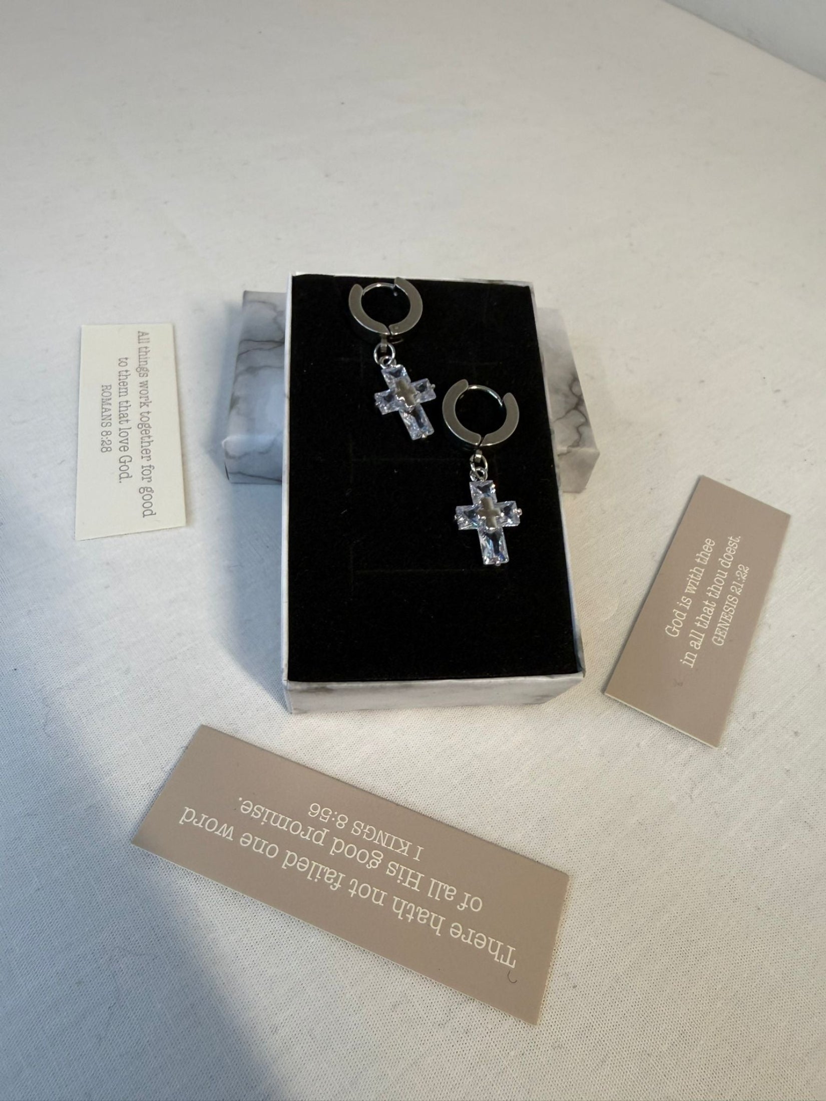 Crystal Cross Hoop Earrings