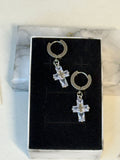 Crystal Cross Hoop Earrings