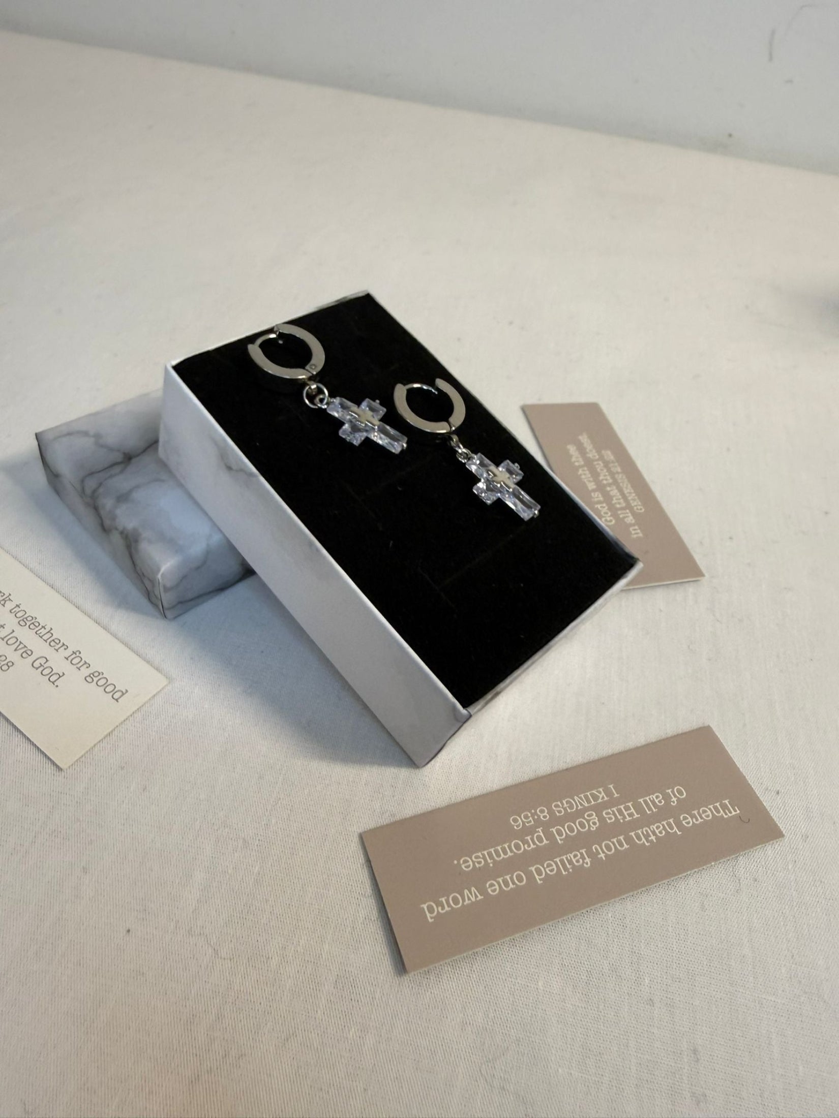 Crystal Cross Hoop Earrings